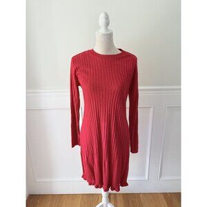 Wild Rose Petite M Red Ribbed Long Sleeve Dress M Excellent Condition